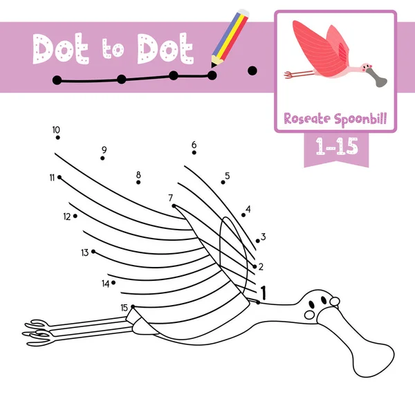 Dot Dot Jeu Éducatif Livre Coloriage Volant Roseate Spoonbill Oiseau — Image vectorielle