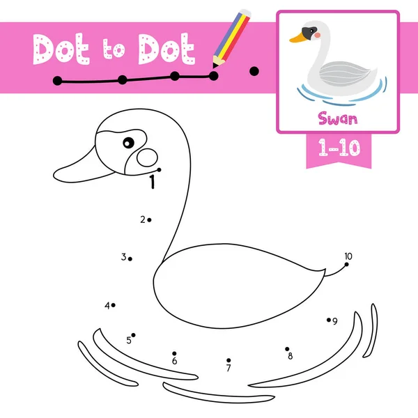 Dot Dot Juego Educativo Libro Para Colorear Animales Cisne Personaje — Archivo Imágenes Vectoriales