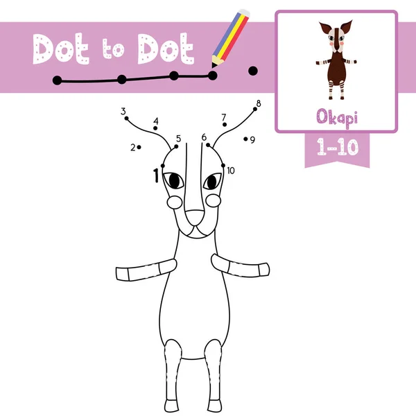 Dot Dot Juego Educativo Libro Para Colorear Okapi Pie Dos — Archivo Imágenes Vectoriales