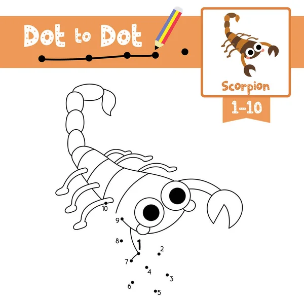 Dot Dot Jeu Éducatif Coloriage Livre Scorpion Animaux Personnage Dessin — Image vectorielle