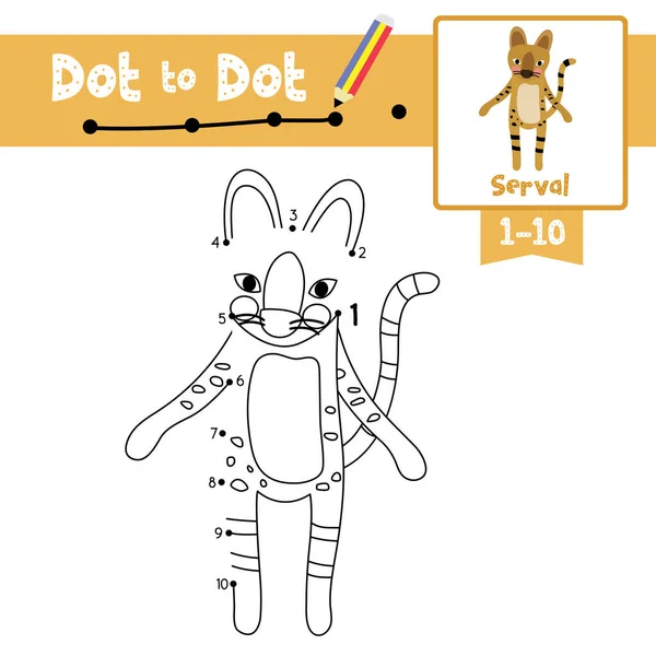 미취학 아동들 계산하고 필체를 연습하는 캐릭터를 그리기 다리로 Serval Cat — 스톡 벡터