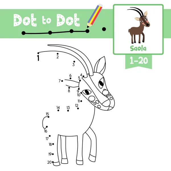 Dot Dot Juego Educativo Libro Para Colorear Animales Saola Personaje — Archivo Imágenes Vectoriales