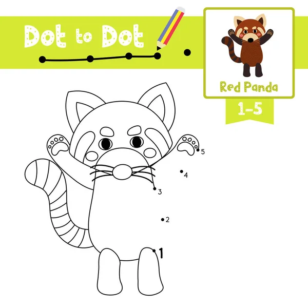 Dot Dot Juego Educativo Libro Para Colorear Panda Rojo Pie — Archivo Imágenes Vectoriales