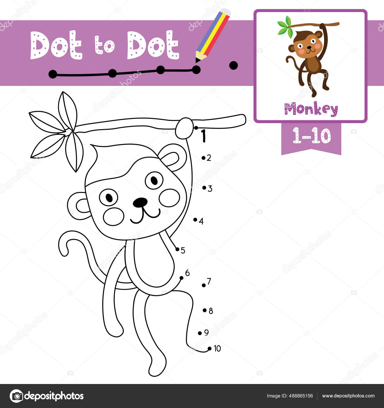 Macaco Dos Desenhos Animados Livro Para Colorir E Ponto Para Pontilhar O  Jogo Para Crianças Ilustração do Vetor - Ilustração de macaco, alfabeto:  69523670