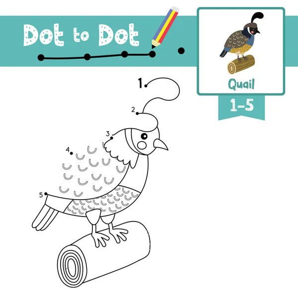 Dot Dot Juego Educativo Libro Para Colorear Pájaro Codorniz Posado — Archivo Imágenes Vectoriales