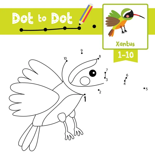 미취학 아동들 째부터 필체를 연습하는 캐릭터를 만들기 교육용 Xantus Hummingbird — 스톡 벡터