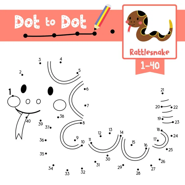 Dot Dot Oktatási Játék Színező Könyv Crawling Csörgőkígyó Állatok Rajzfilm — Stock Vector