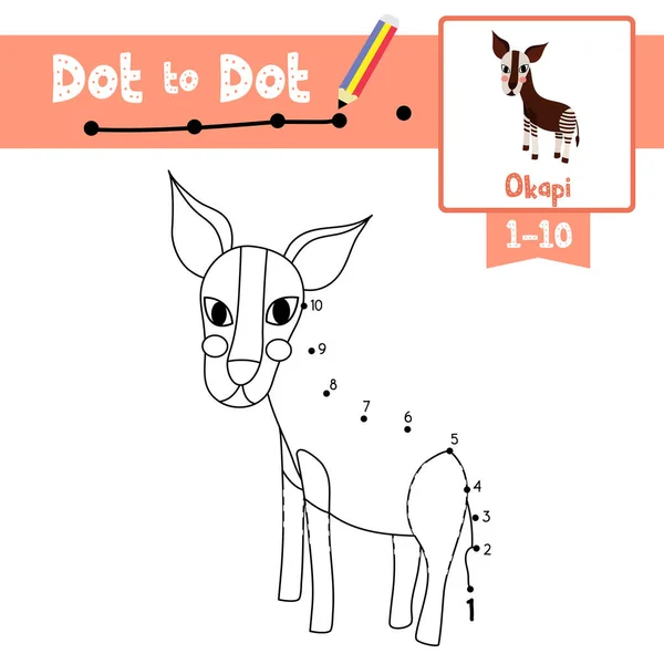 Dot Dot Juego Educativo Libro Para Colorear Animales Okapi Pie — Archivo Imágenes Vectoriales
