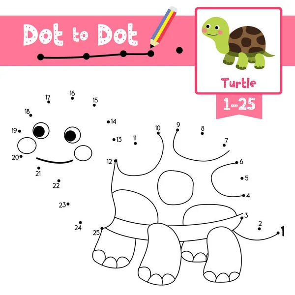 Dot Dot Juego Educativo Libro Para Colorear Los Animales Tortuga — Archivo Imágenes Vectoriales