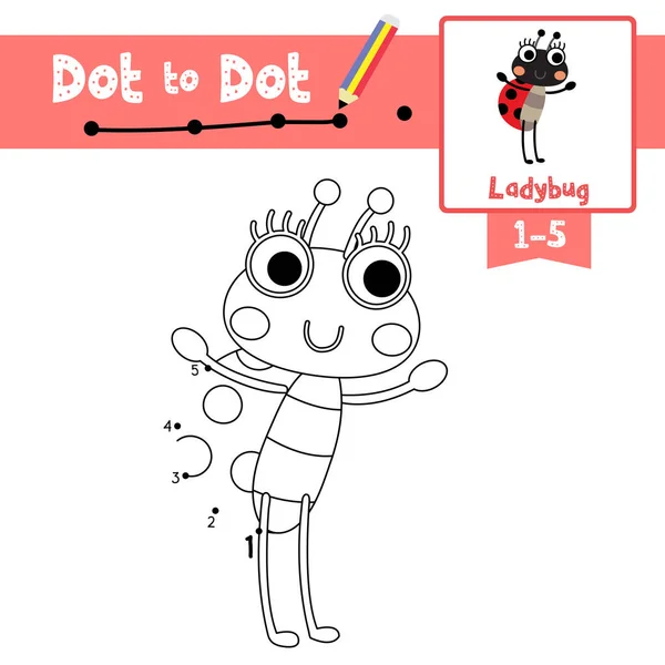 Dot Dot Juego Educativo Libro Para Colorear Animales Mariquita Pie — Archivo Imágenes Vectoriales