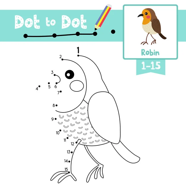 Dot Dot Juego Educativo Libro Para Colorear Walking Robin Animales — Archivo Imágenes Vectoriales