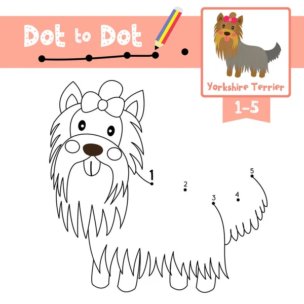 Dot Dot Juego Educativo Libro Para Colorear Yorkshire Terrier Animales — Archivo Imágenes Vectoriales
