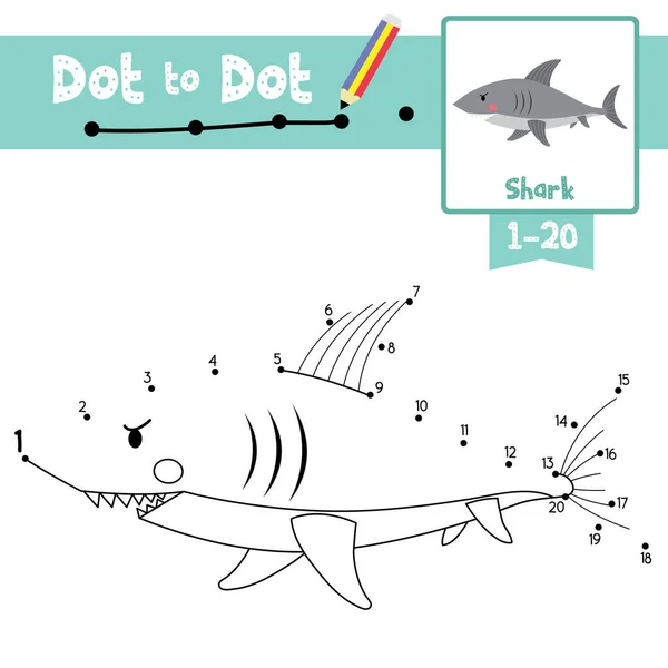 Dot Dot Juego Educativo Libro Para Colorear Tiburón Lado Ver Vector De Stock