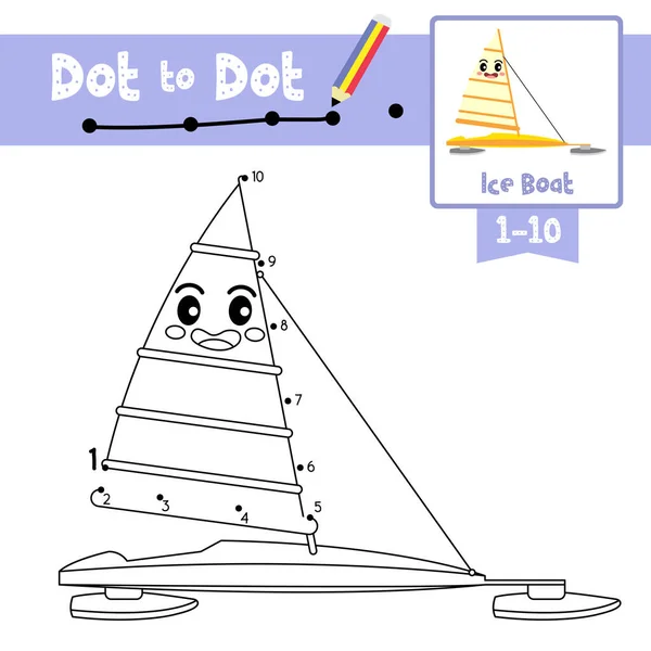 Dot Dot Lernspiel Und Malbuch Der Niedlichen Ice Boat Cartoon — Stockvektor