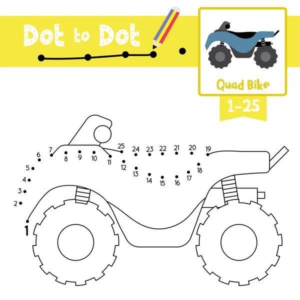 Dot Dot Juego Educativo Libro Para Colorear Lindo Quad Bike — Archivo Imágenes Vectoriales