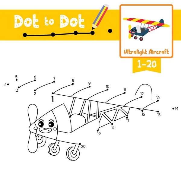 Dot Dot Vzdělávací Hra Omalovánky Ultralight Aircraft Karikatury Pro Děti — Stockový vektor