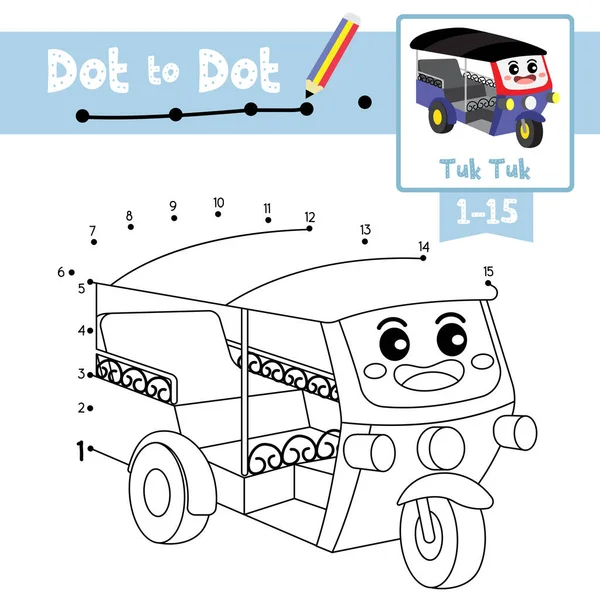 Ponto Ponto Jogo Educativo Livro Colorir Tuk Tuk Transporte Desenhos —  Vetores de Stock