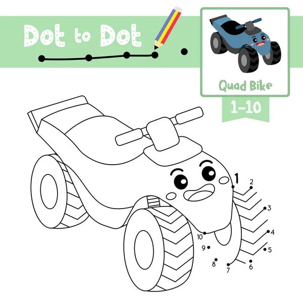 Dot Dot Pedagogiska Spel Och Målarbok Quad Bike Tecknade Transporter — Stock vektor