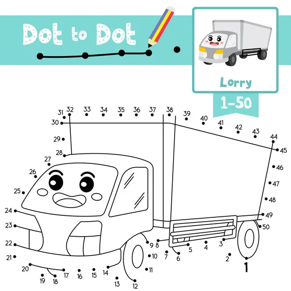 Dot Dot Lernspiel Und Malbuch Von Lkw Cartoon Transporte Für — Stockvektor