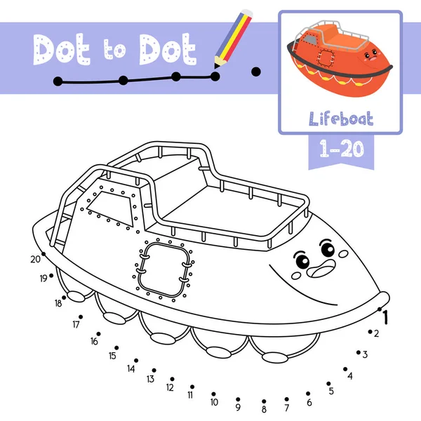 Dot Dot Pedagogiska Spel Och Målarbok Lifeboat Tecknade Transporter För — Stock vektor