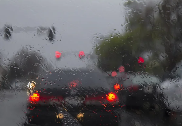 Ağır yağmur altında sürüş — Stok fotoğraf