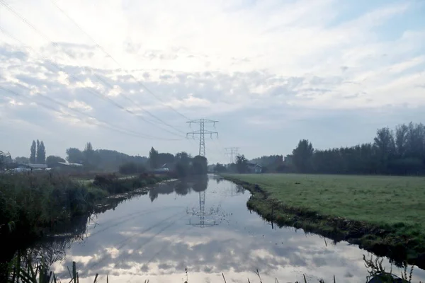 Lignes Électriques Sur Les Hautes Tours Acier Tennet Nieuwerkerk Aan — Photo