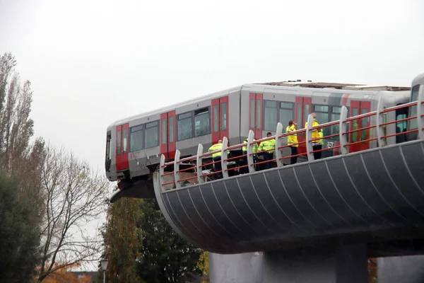 Holanda Spijkenisse Novembro 2020 Veículo Metrô Ret Fica Preso Uma — Fotografia de Stock