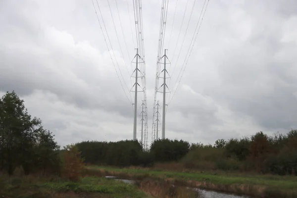 Wintrack Strommasten Weißer Farbe Erholungsgebiet Bentwoud Bleiswijk Den Niederlanden — Stockfoto