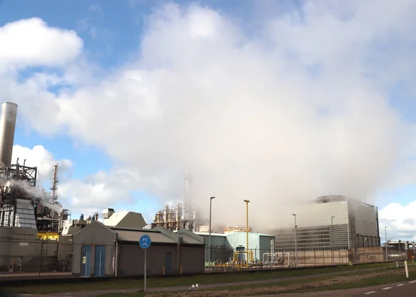 Огромные Облака Пара Выходят Теплообменника Станции Индорама Маасвлакте Порту Роттердама — стоковое фото