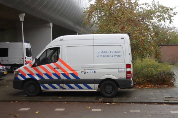 Vehículo Policía Ciego Frente Centro Mando Spijkenisse Donde Tren Del — Foto de Stock