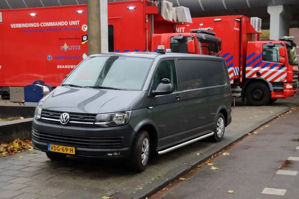 Véhicule Police Aveugle Devant Centre Commandement Spijkenisse Train Métro Est — Photo