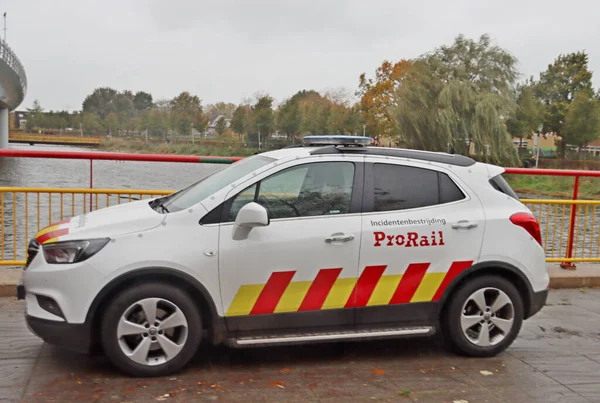 Een Incident Auto Van Prorail Bij Incident Spijkenisse Waar Metro — Stockfoto