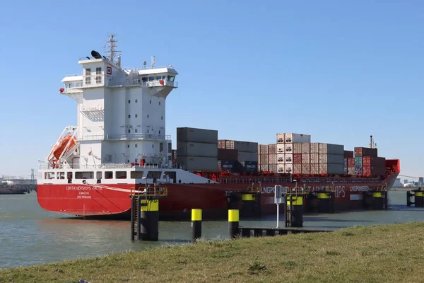 Containership Artic Lehorgonyzott Kikötőben Landtong Rozenburg Kikötő Rotterdam — Stock Fotó