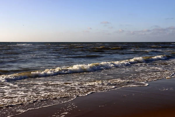Wellen Der Brandung Des Strandes Von Katwijk Den Niederlanden — Stockfoto