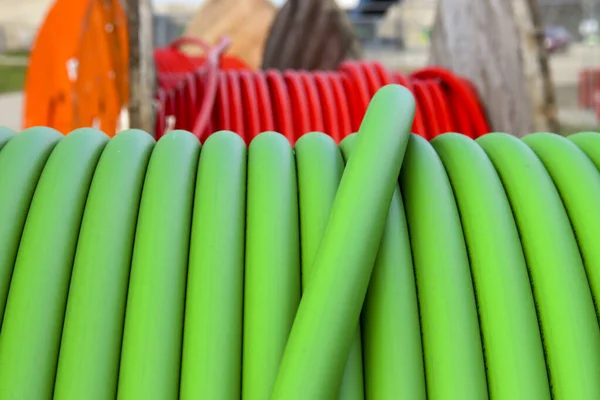 Plastic Tubes Able Lay Fiberglass Fast Internet Underground Netherlands — Stock Photo, Image