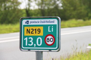 N219 regional road sign in the middle of the area for new village in future in the Zuidplaspolder in Netherlands