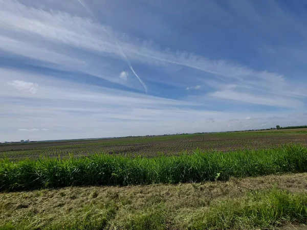 Plowed Fields Farm Zevenhuizen Zuidplaspolder New Village Build — Fotografia de Stock