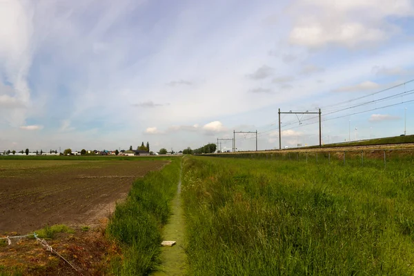 Railroad Track Meadows Zuidplaspolder Netherlands — Stockfoto