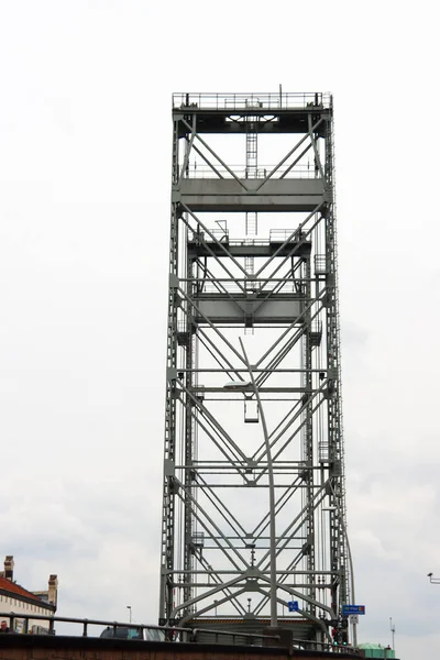 Ponte Elevação Vertical Aço Sobre Canal Gouwe Waddinxveen Países Baixos — Fotografia de Stock