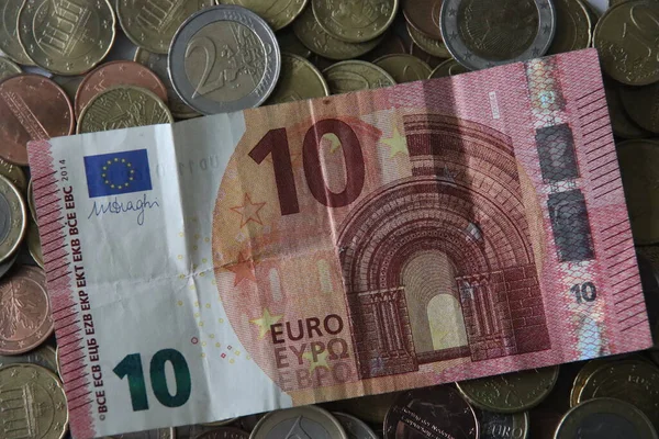 Евро Монеты Банкноты Стран Европейского Союза — стоковое фото