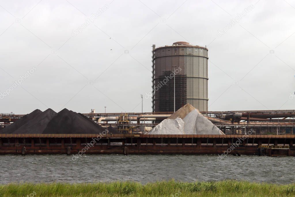 Iron Ore at the steel production plant of Tata Steel in IJmuiden in the Netherlands