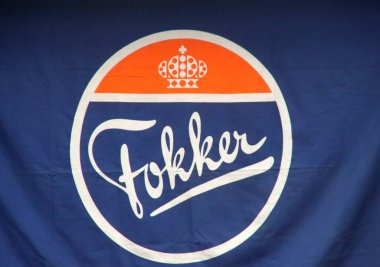 1996 'da iflas eden Hollanda' lı eski uçak üreticisi Fokker 'ın logosu.