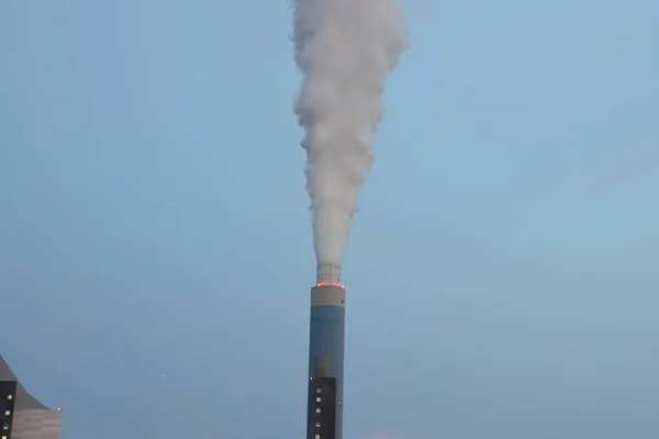 Καπνός Από Σταθμό Ηλεκτροπαραγωγής Στο Λιμάνι Maasvlakte Κατά Δύση Του — Φωτογραφία Αρχείου