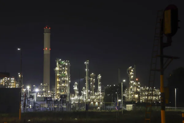Raffinaderij Rotterdam Nacht Bij Europoort Harbor Nederland — Stockfoto
