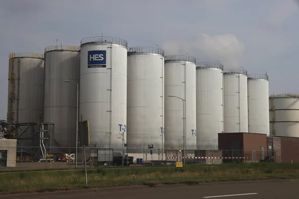 Oil Chemical Storage Tanks Hes Botlek Rotterdam Harbor Netherlands — Stock Photo, Image