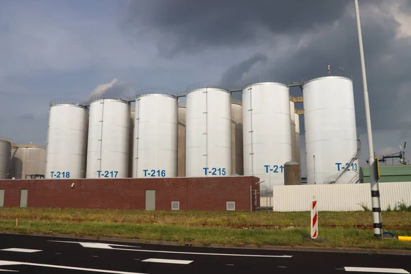 Oil Chemical Storage Tanks Hes Botlek Rotterdam Harbor Netherlands — Stock Photo, Image