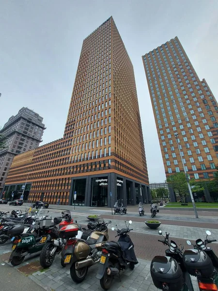 Buidels Rond Trein Metro Tramstation Amsterdam Zuid Als Hart Van — Stockfoto