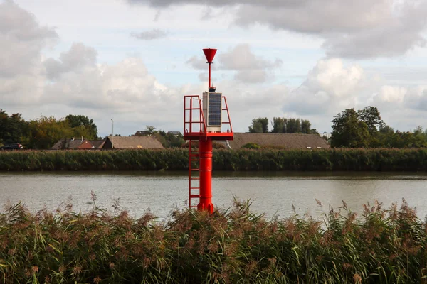 Rött Vattenmärke För Sjöfart Hollandsche Ijssel Nederländerna — Stockfoto