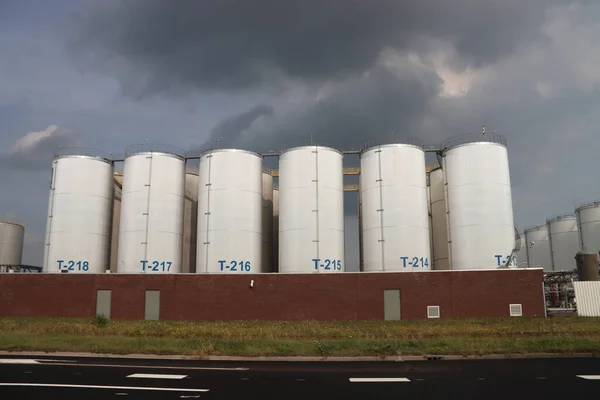 Oil Chemical Storage Tanks Hes Botlek Rotterdam Harbor Netherlands — Stock Photo, Image