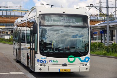Hollanda 'nın Zwolle kentinde EBS RRRRReis tarafından toplu taşıma için elektrikli BYD otobüsleri